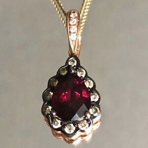 14kt LeVian Garnet Strawberry gold necklace and pendant